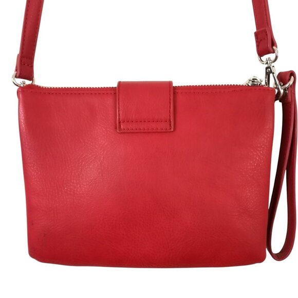 Red Vegan Leather Clutch Crossbody Shoulder Bag - Picture 4 of 5